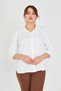 Embroidered Button Plus Size Three Quarter Sleeve Shirt - Stylish and Elegant Design - 5