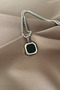 Square Black Natural Stone Locket Necklace