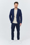 Dario Men's Striped Navy Blue Cotton Polyviscose Fabric Mono Collar Sports Slim Fit Slim Fit Blazer Jacket - 8