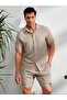 Bürümcük Crinkle Fabric Summer Lycra Men's Shirt Shorts Set - 6