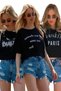 3 Letter Printed T-Shirt Black