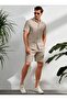 Bürümcük Crinkle Fabric Summer Lycra Men's Shirt Shorts Set