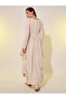 Solid Puff Sleeves Asymmetric Hem A-Line Maxi Dress - 5