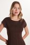 Women's Standard Fit Short Sleeve U Neck Brown Dress - 2