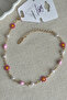 Caprea Brass 22 Cm+ 5 cm Red Floral Anklet Tarnish-Free Women's Colorful Anklet - 2