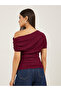 Women Burgundy Textured Asymmetric Neck Knit Top - 4