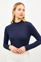 Women's White Black Navy Blue 3-Piece Turtleneck Body - 4
