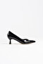 Women's Black Patent Leather 5 cm Stiletto Special Design Heel V Model Stylish Daily Comfortable Massole New Season
