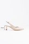 Women's Beige Leather 5 cm Stiletto Special Design Heel V Model Open Back Comfortable Massole New Season - 3