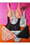 Camisole Fabric 3-Piece Black, Dusty Rose, Blue Color Pad Bra Panty Set - 2