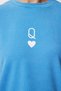 Women's Sky Blue Printed Oversize Knitted T-Shirt An00245 - 5