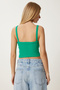 Women's Green Orange Zippered Corded Flexible 2-Piece Set Crop Knitted Blouse Mx00190 - 8