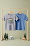 Indigo-Grey 2'Li Boys 100% Cotton Slogan Printed Short Sleeve Knitted T-Shirt Tkdss25Ts00016
