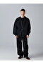 Black Hooded Young Men's Zippered Sweatshirt - 5