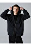 Black Hooded Young Men's Zippered Sweatshirt - 4