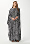 Modest women's shape wide cut black white long summer dress - 3