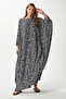 Modest women's shape wide cut black white long summer dress - 4