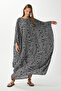 Modest women's shape wide cut black white long summer dress - 6