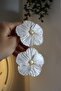 Polymer Clay Special Design White Pearlescent Earrings, Large Flower Earrings, Bridal Accessory - 8