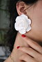 Polymer Clay Special Design White Flower Earrings, Big White Rose Earrings, Bridal Accessory - 5