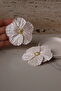 Polymer Clay Special Design White Pearlescent Earrings, Large Flower Earrings, Bridal Accessory - 5
