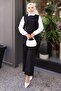 Belted Vest Trousers Suit Black 19250