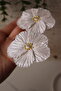 Polymer Clay Special Design White Pearlescent Earrings, Large Flower Earrings, Bridal Accessory - 3