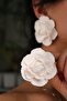 Polymer Clay Special Design White Flower Earrings, Big White Rose Earrings, Bridal Accessory - 6