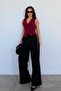 Black Stripe Detailed Wide Leg Women's Tracksuit Mg2441 - 5
