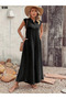 Women's Wrinkled Long Jumpsuit, Short Sleeve, Buttoned Front to Leg, Wide Pockets - 3