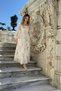 Yulia Floral and Corset Detail Chiffon Cream Dress - 5