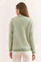Women's Aqua Green Striped Soft Textured Bearded Knitwear Sweater Kzk-19000678 - 2