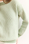 Women's Aqua Green Striped Soft Textured Bearded Knitwear Sweater Kzk-19000678 - 5