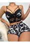 Zebra Pattern Bustier Women's Shorts Pajama Set - 2