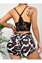Zebra Pattern Bustier Women's Shorts Pajama Set - 5