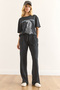 Women's Anthracite Elastic Waist Washed Trousers with Pockets Pnt-19000340