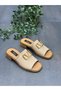 Cream Leather Buckle Orthopedic Women's Daily Slippers - 7