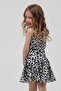 Girl's Black-White Strap Crop Badi, Shorts Skirt Suit - 2