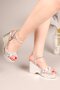 Dulce Stone-Skin Garnished Wedge Heel Evening Dress Shoes Silver - 3
