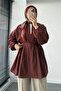 Voile Tunic with Rib Detail - Burgundy - 2