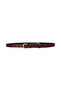 100% Genuine Leather, Thin 2 cm Claret Red Women's Belt with Gold Color Buckle; Dress, Pants Belt_Normal.Straight - 7