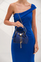 Navy Blue Satin Women's Evening Dress Wedding Bag with Handle and Chain Strap - 2