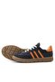 Genuine Leather Navy Blue Orange Lace up Zippered Children's Sneakers Shoes - 7