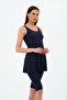 Women's Plain Lycra Tights Dress Swimsuit Navy Blue - 5