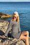 Women Spanish Sle Openwork Striped Mini Knitwear Beach Dress Black-White 25S3024 - 2