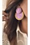 Purple coffee color large small wicker circle earrings - 2