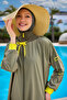 Khaki Full Covered Hijab Swimsuit with Fixing, - 3