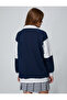 Oversize College Sweatshirt Polo Neck Printed Buttons - 4