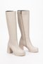 Seren Beige Blunt Toe Platform Heeled Boots