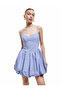 V-Neck Striped Balloon Mini Dress with Rope Straps - 3